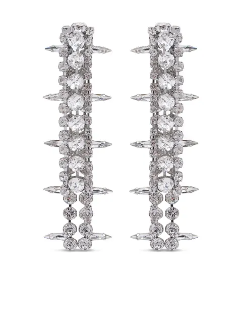 AREA crystal-embellished fringe drop earrings