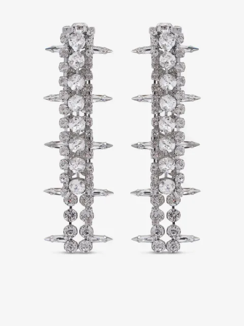 AREA crystal-embellished fringe drop earrings