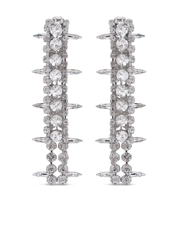 Area Crystal-embellished Fringe Drop Earrings in Silver