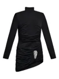 AREA crystal-embellished draped mini dress - Black