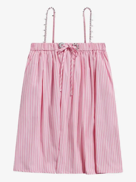 AREA crystal-embellished striped mini dress