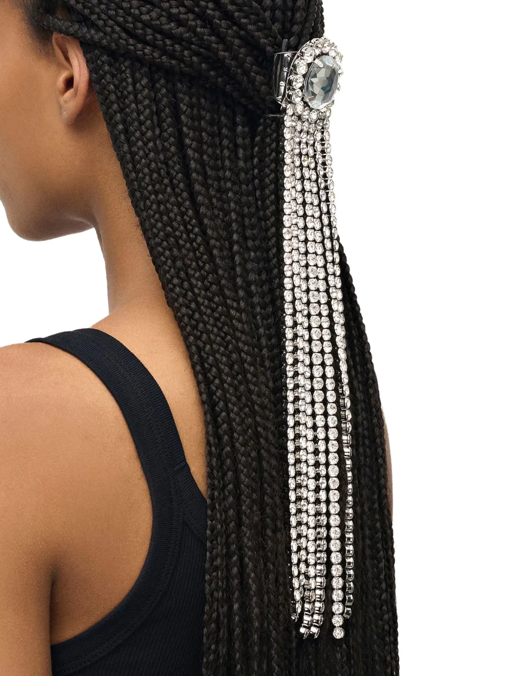 AREA Haaraccessoire met kristallen franje Zilver