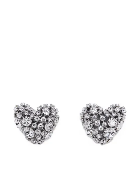 AREA crystal-cluster heart earrings