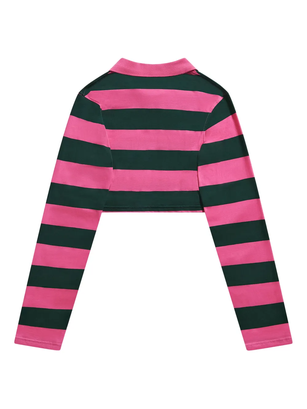 AREA embroidered stripe cropped polo top Roze