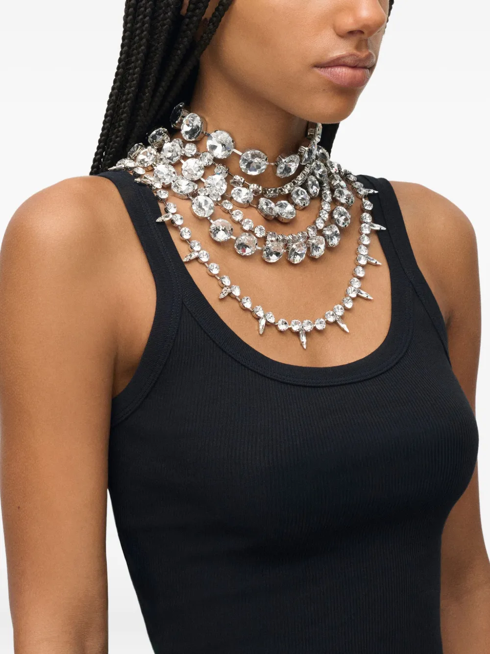 Area Crystal Multi-layer Choker Necklace In Metallic