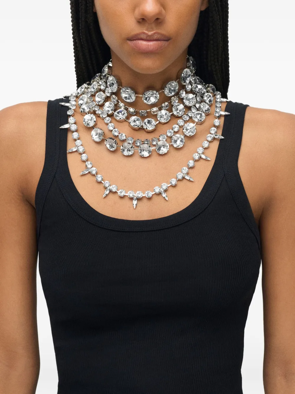 Area Crystal Multi-layer Choker Necklace In Metallic