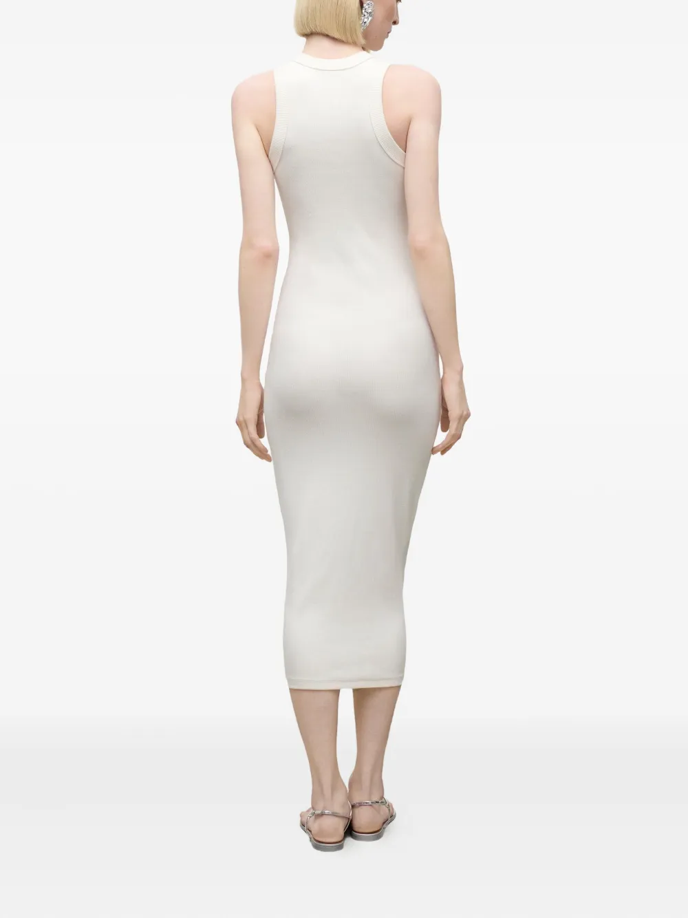 AREA crystal-embellished ribbed knit dress Wit