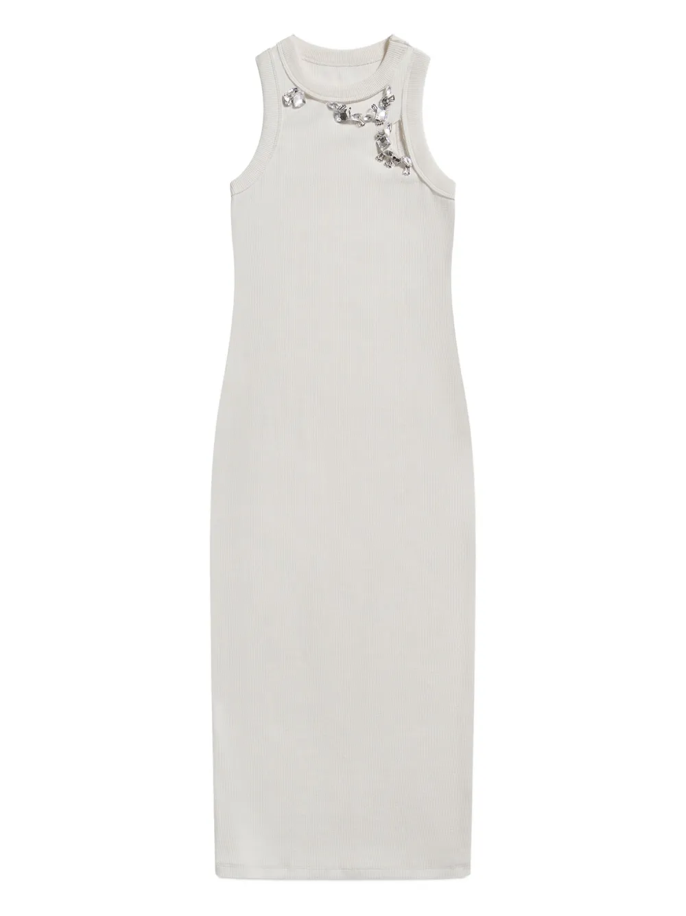 AREA crystal-embellished ribbed knit dress Wit