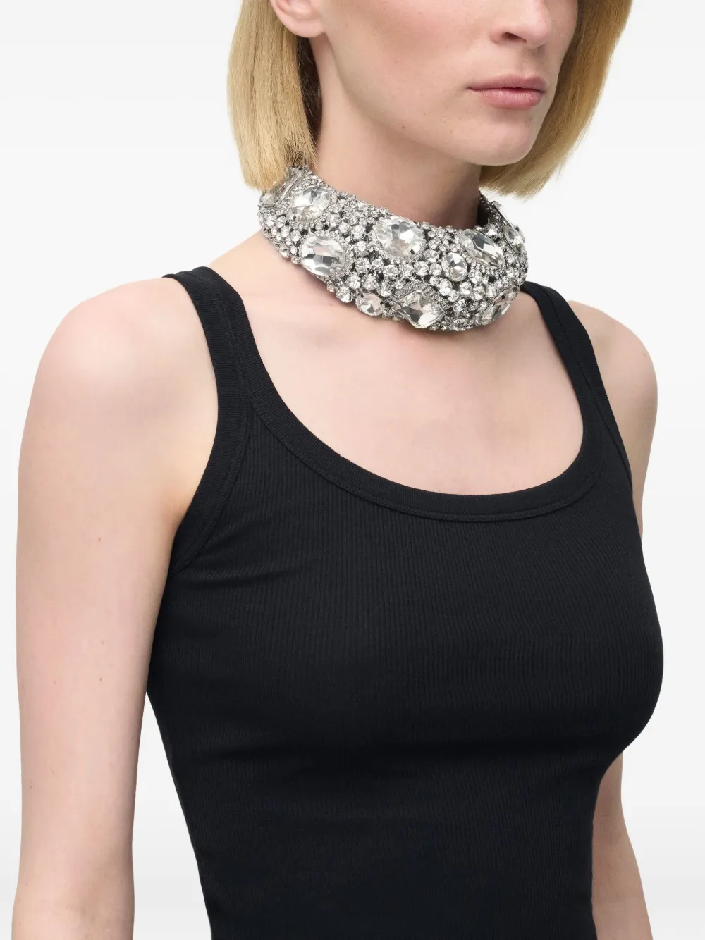 Area Crystal Cluster Choker Necklace In Gray