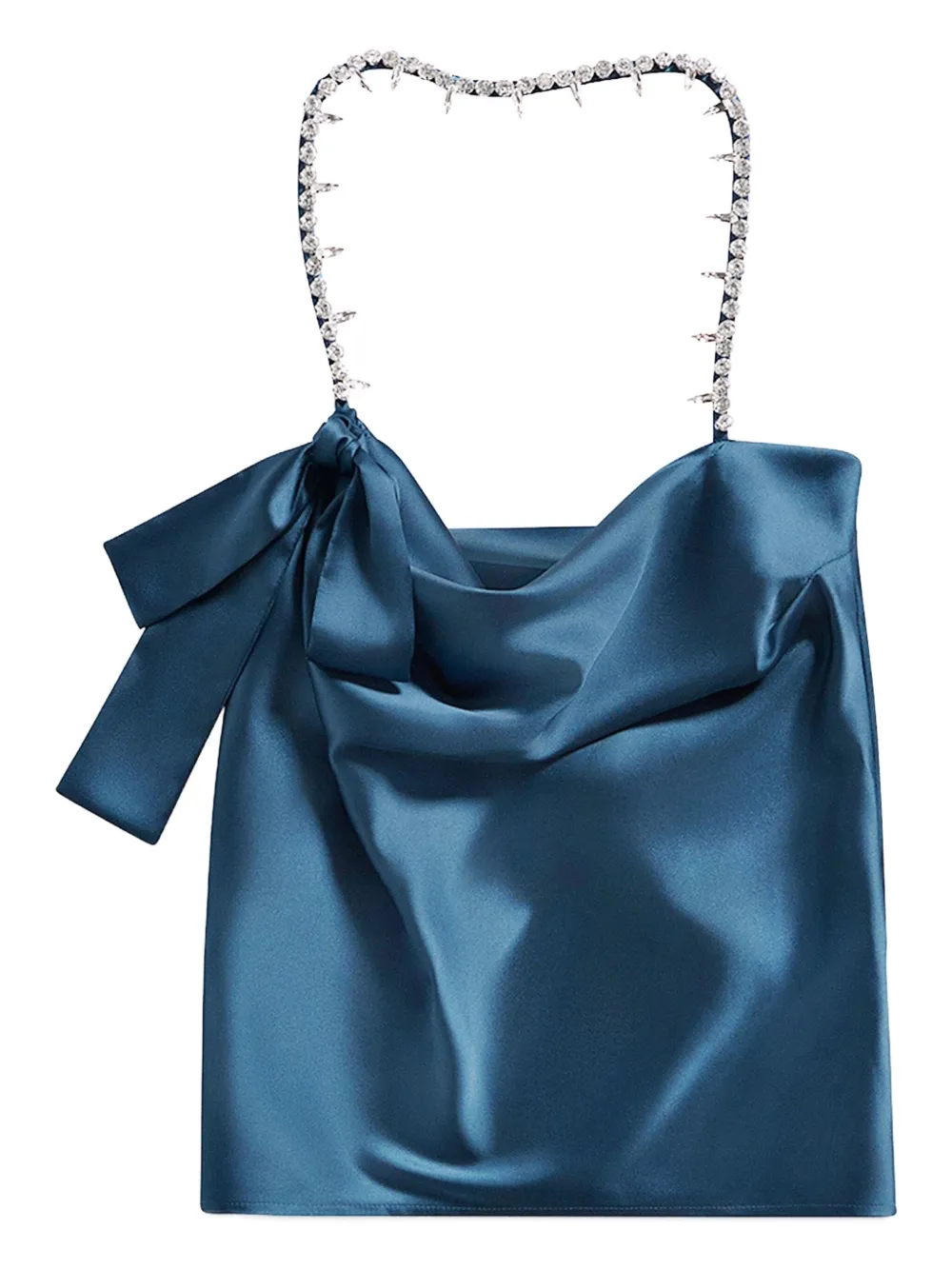 AREA Satijenen top verfraaid met kristallen Blauw