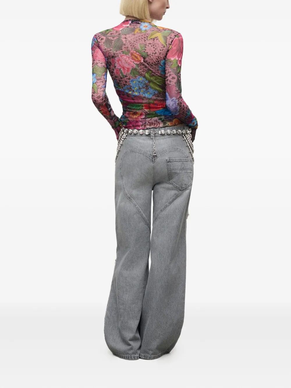 AREA Jeans verfraaid met kristallen Grijs