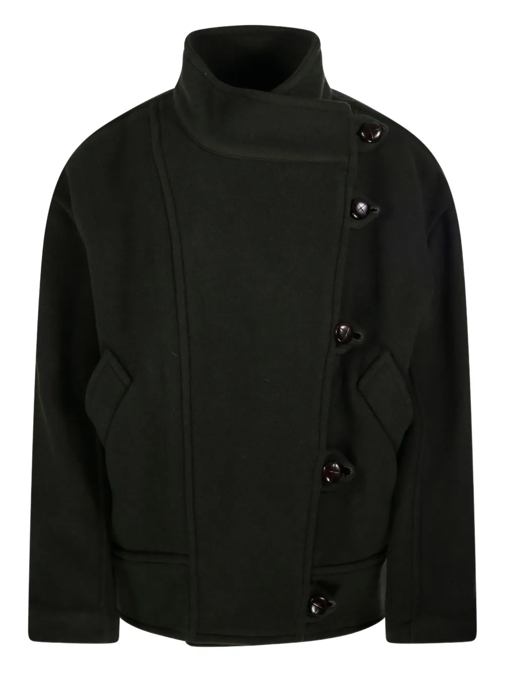 MARANT ÉTOILE Hanis high-neck buttoned coat | Green | Image 1