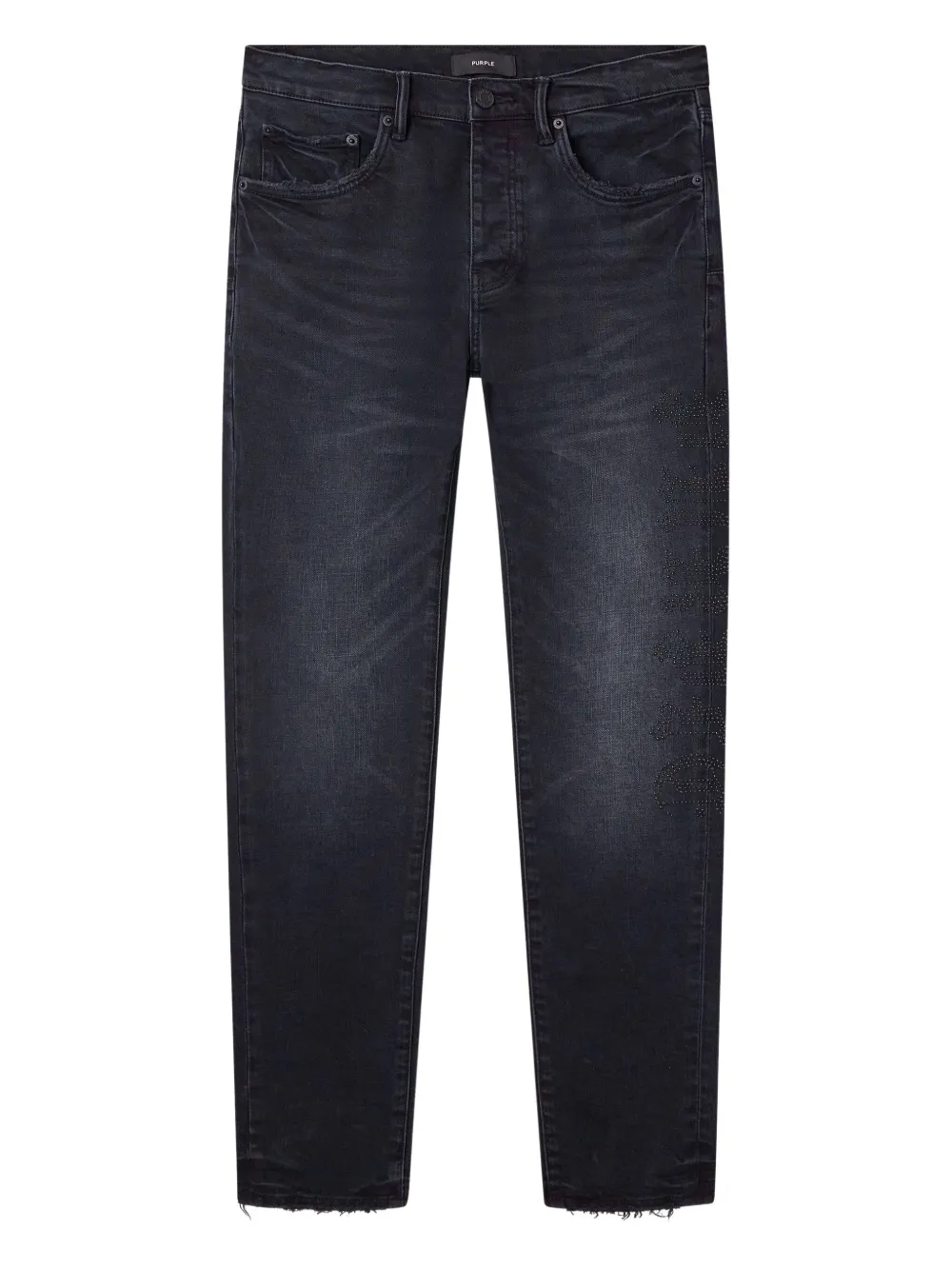P001 rhinestone-logo jeans