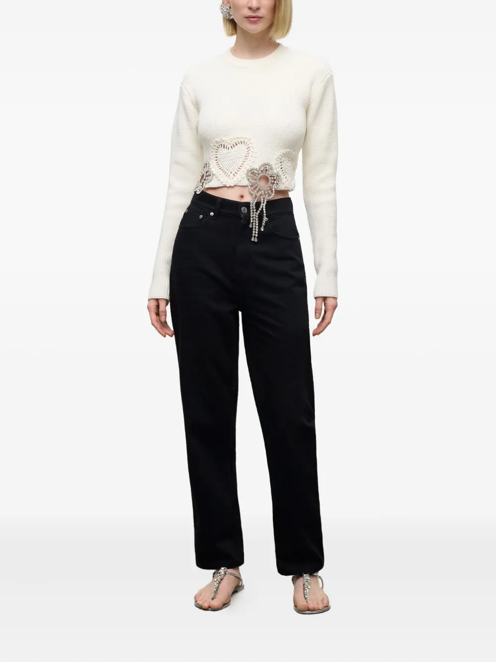 AREA crystal-embellished crochet sweater | Knitted Sweaters | Image 2