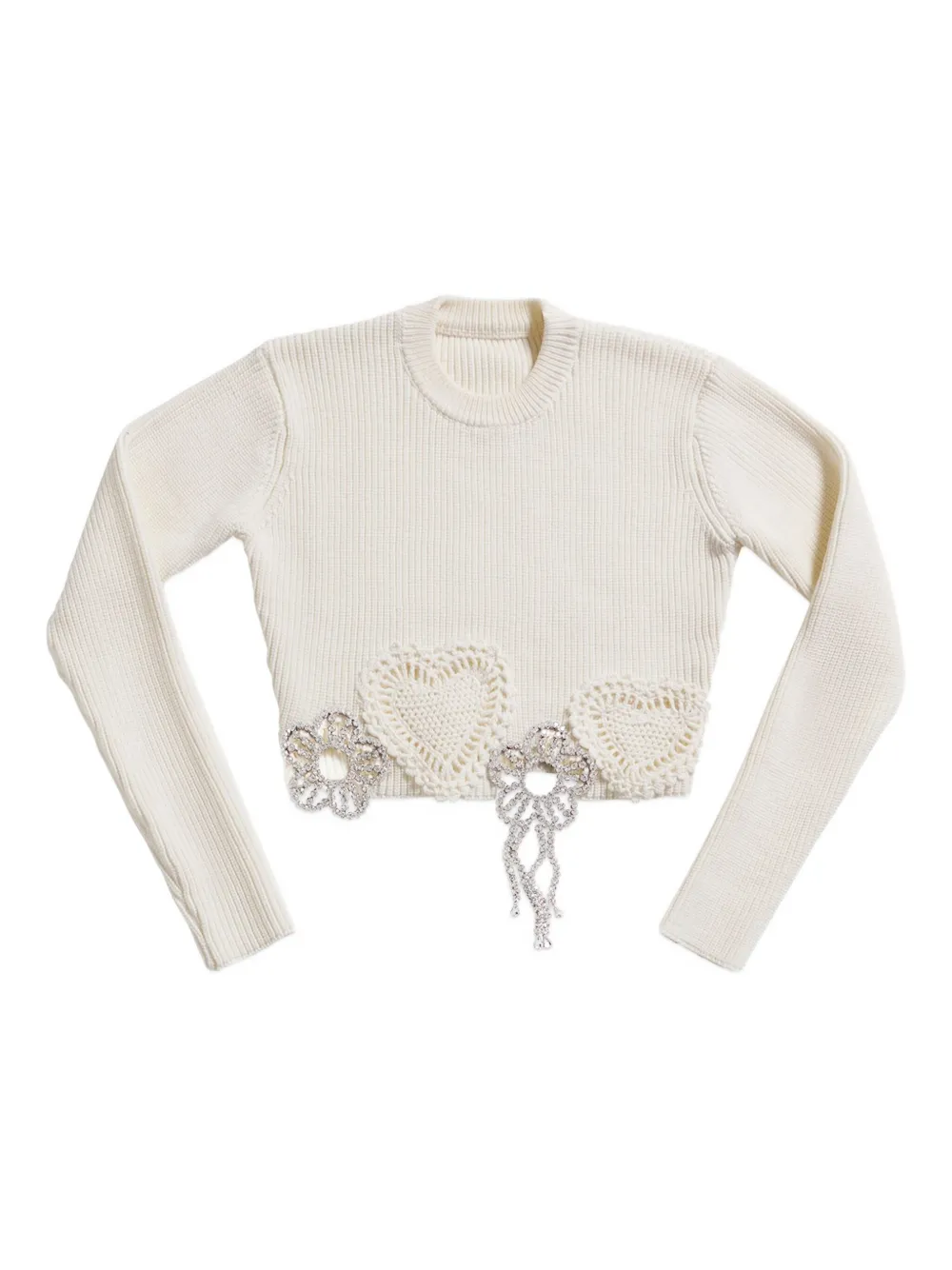 Area Crystal-embellished Crochet Sweater In White