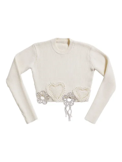 AREA crystal-embellished crochet sweater