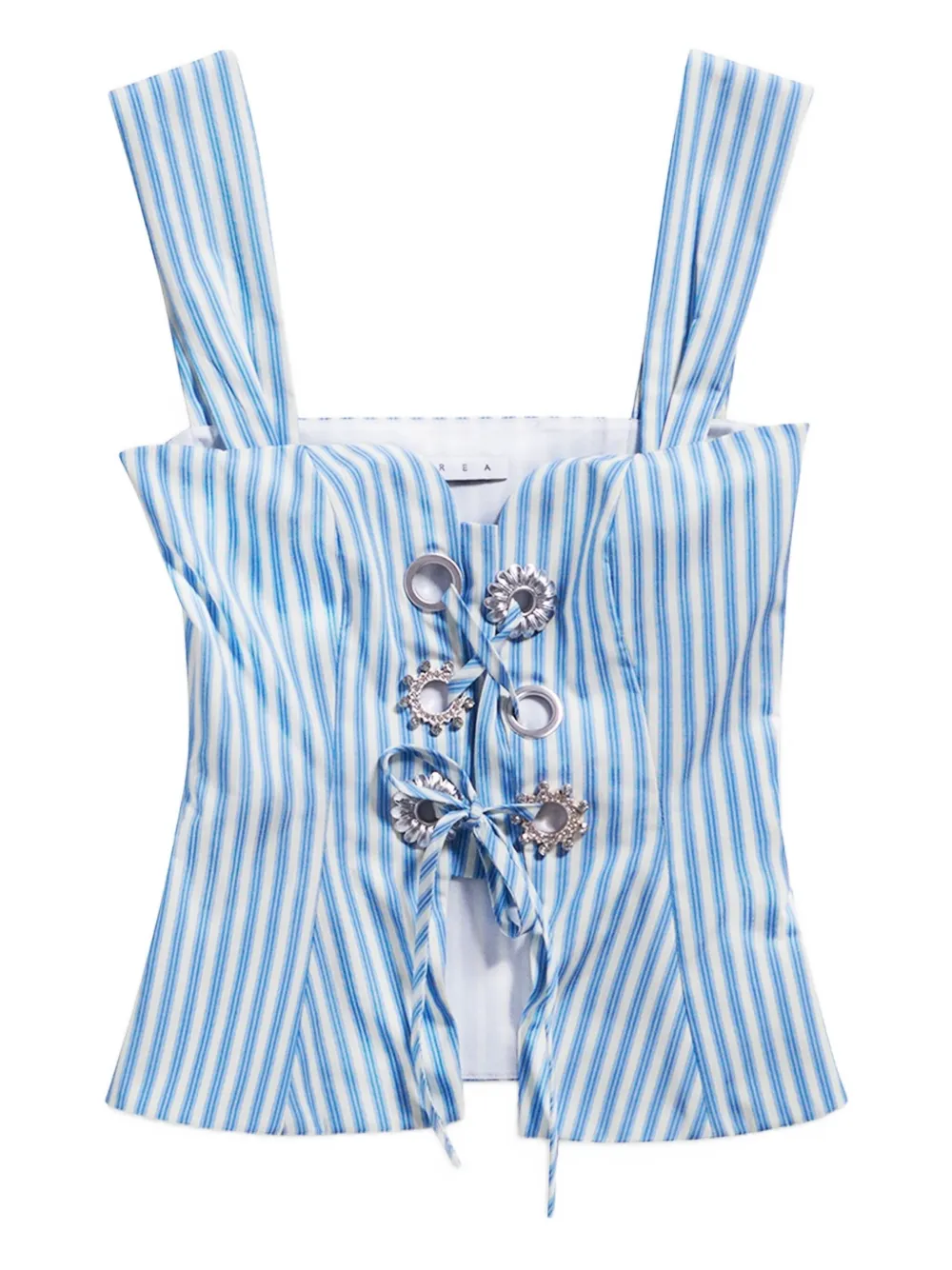AREA striped grommet corset top Blauw