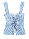 AREA striped grommet corset top - Blue