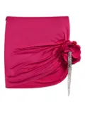 AREA floral-embellished draped mini skirt - Pink