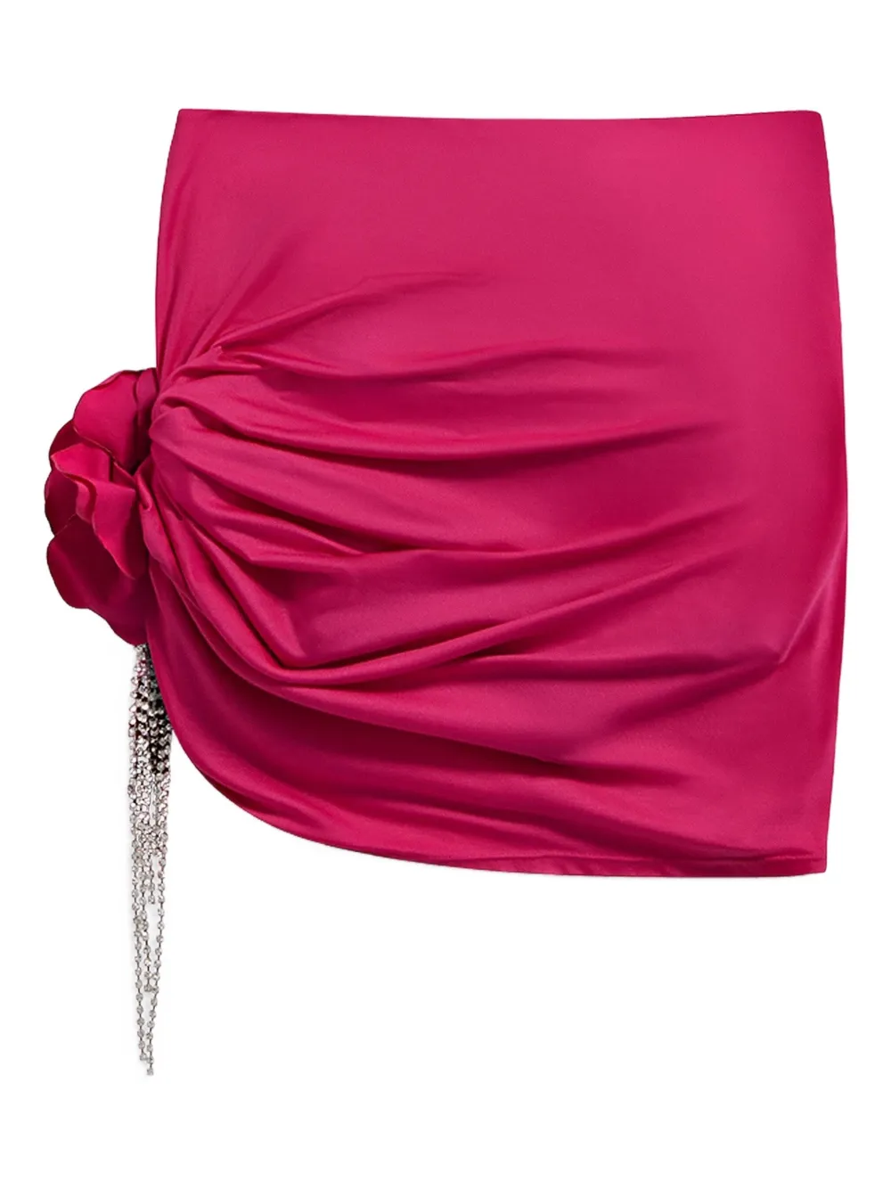 AREA Gedrapeerde mini-rok verfraaid met bloemen Roze