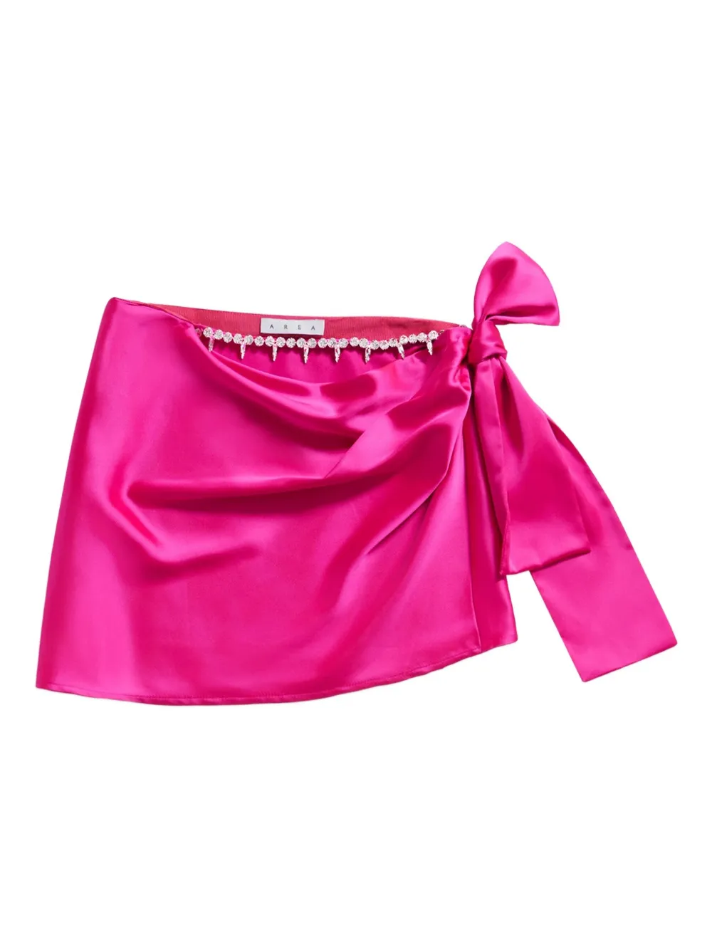 AREA Mini-rok verfraaid met kristallen en strikdetail Roze
