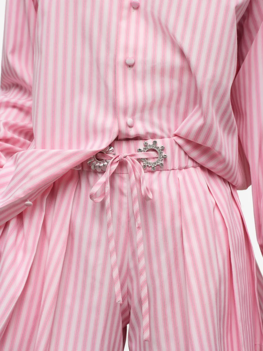 AREA pleated striped shorts Roze