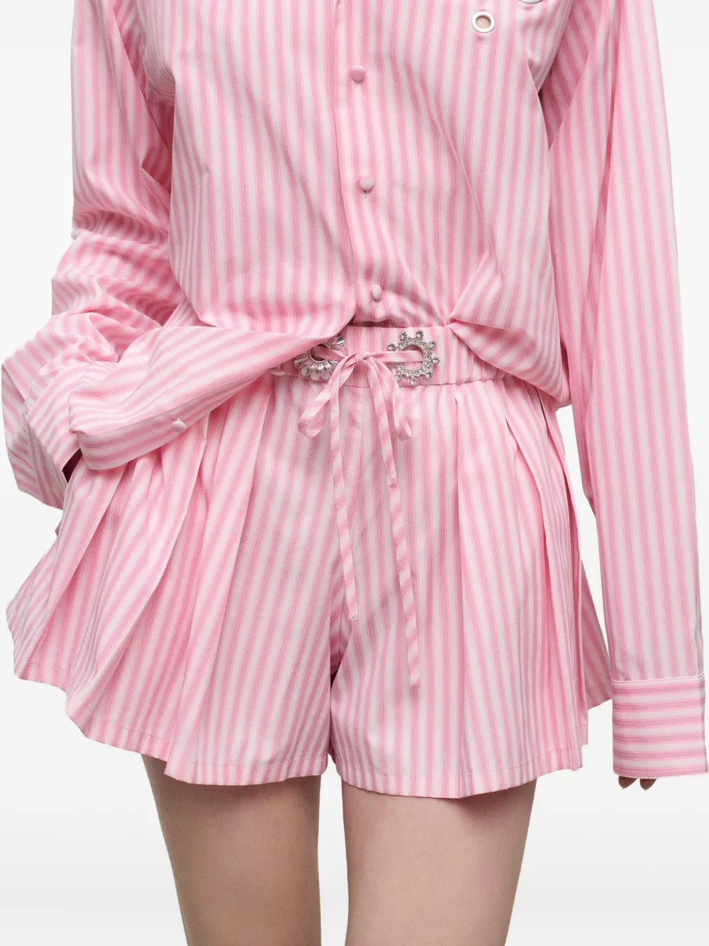 AREA pleated striped shorts Roze