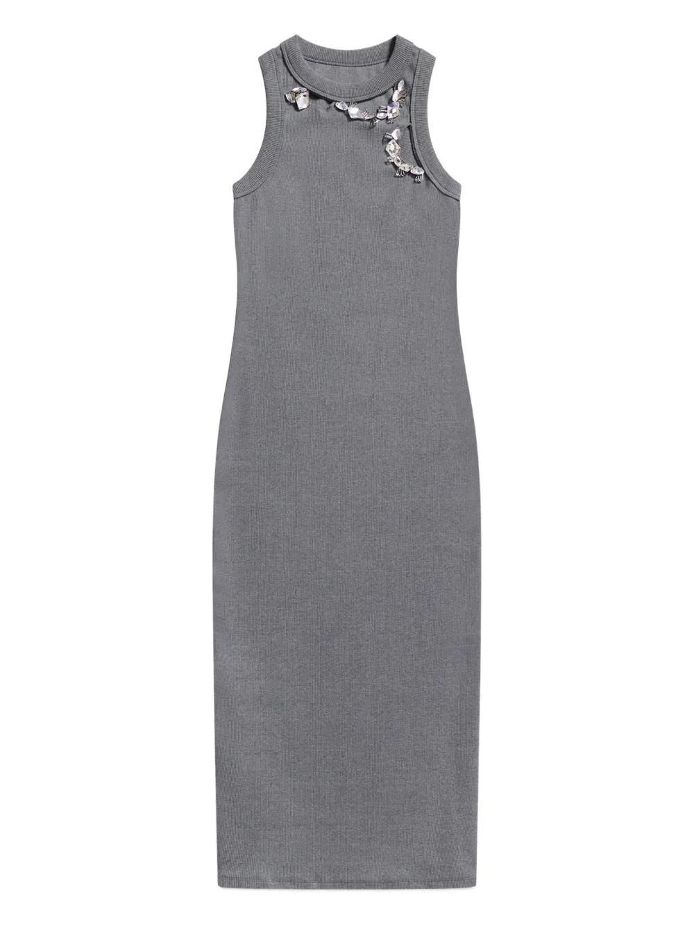 AREA Abito midi a coste con strass - Grigio