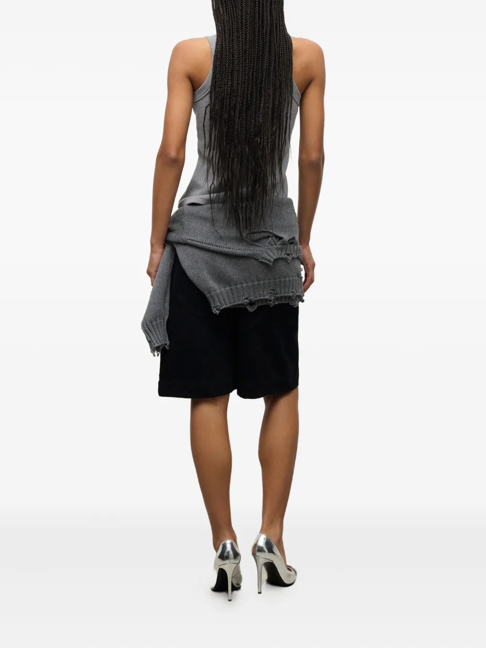 AREA Tanktop verfraaid met kristallen Grijs