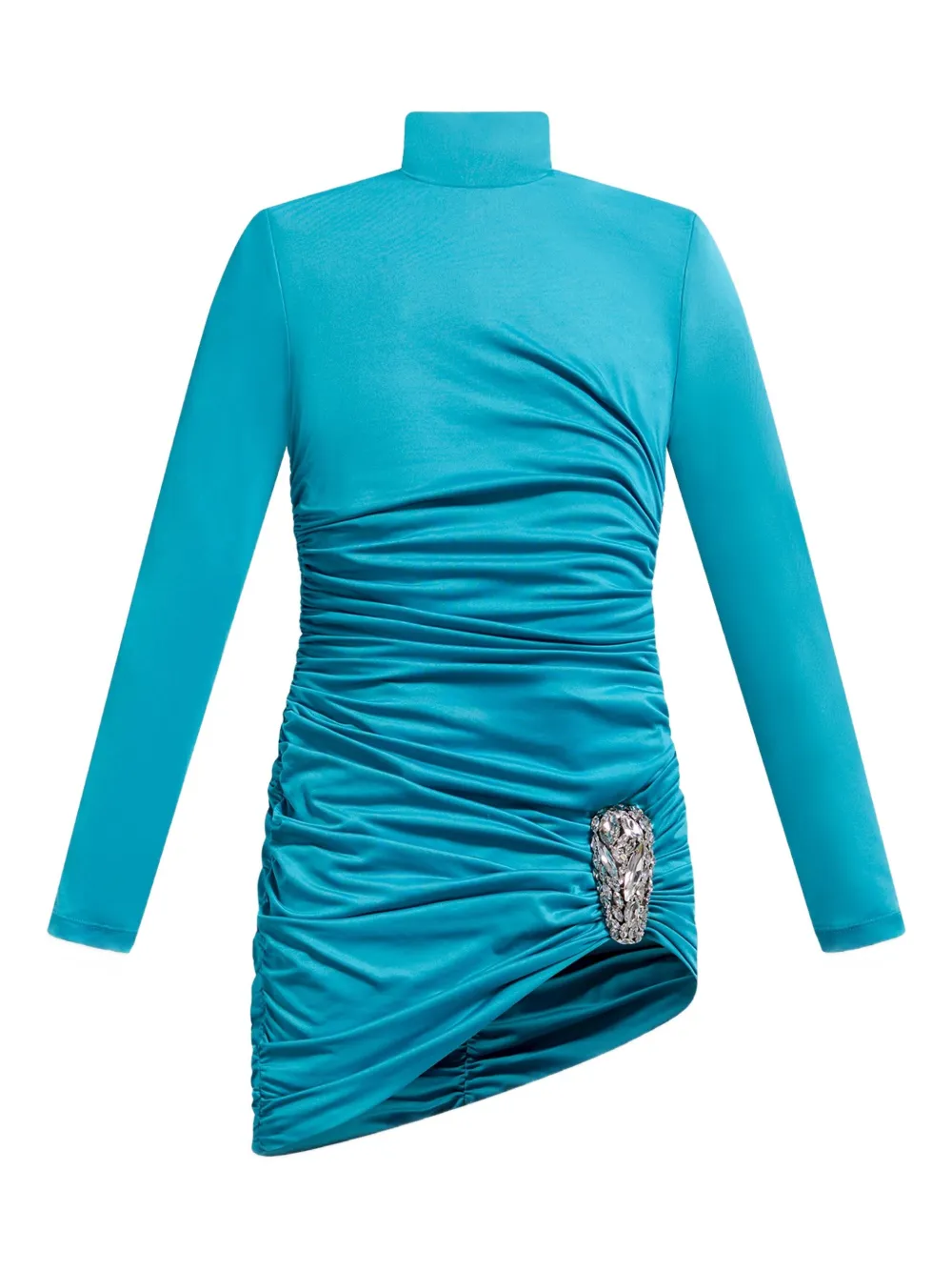 AREA crystal-embellished draped mini dress Blauw