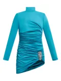 AREA crystal-embellished draped mini dress - Blue