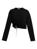 AREA crystal-flower draped top - Black