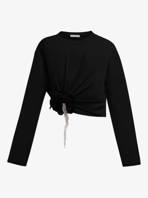 AREA crystal-flower draped top
