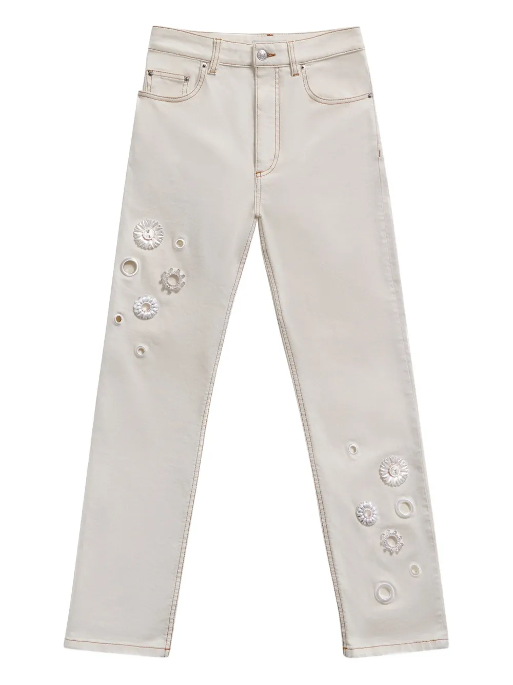 AREA cut out-detail jeans Wit