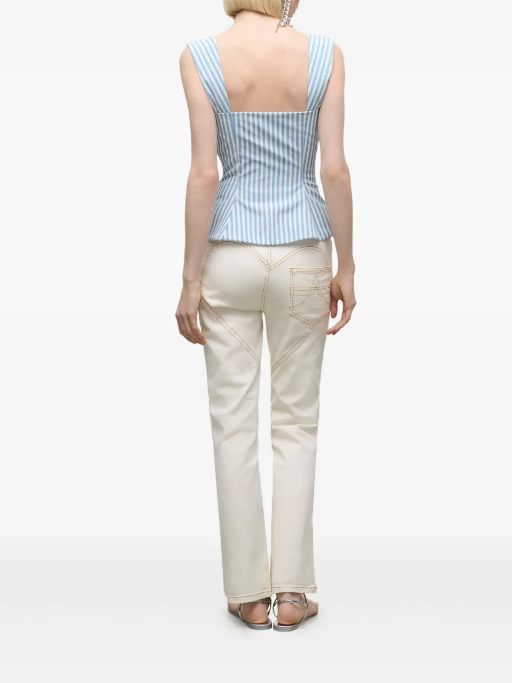 AREA cut out-detail jeans Wit
