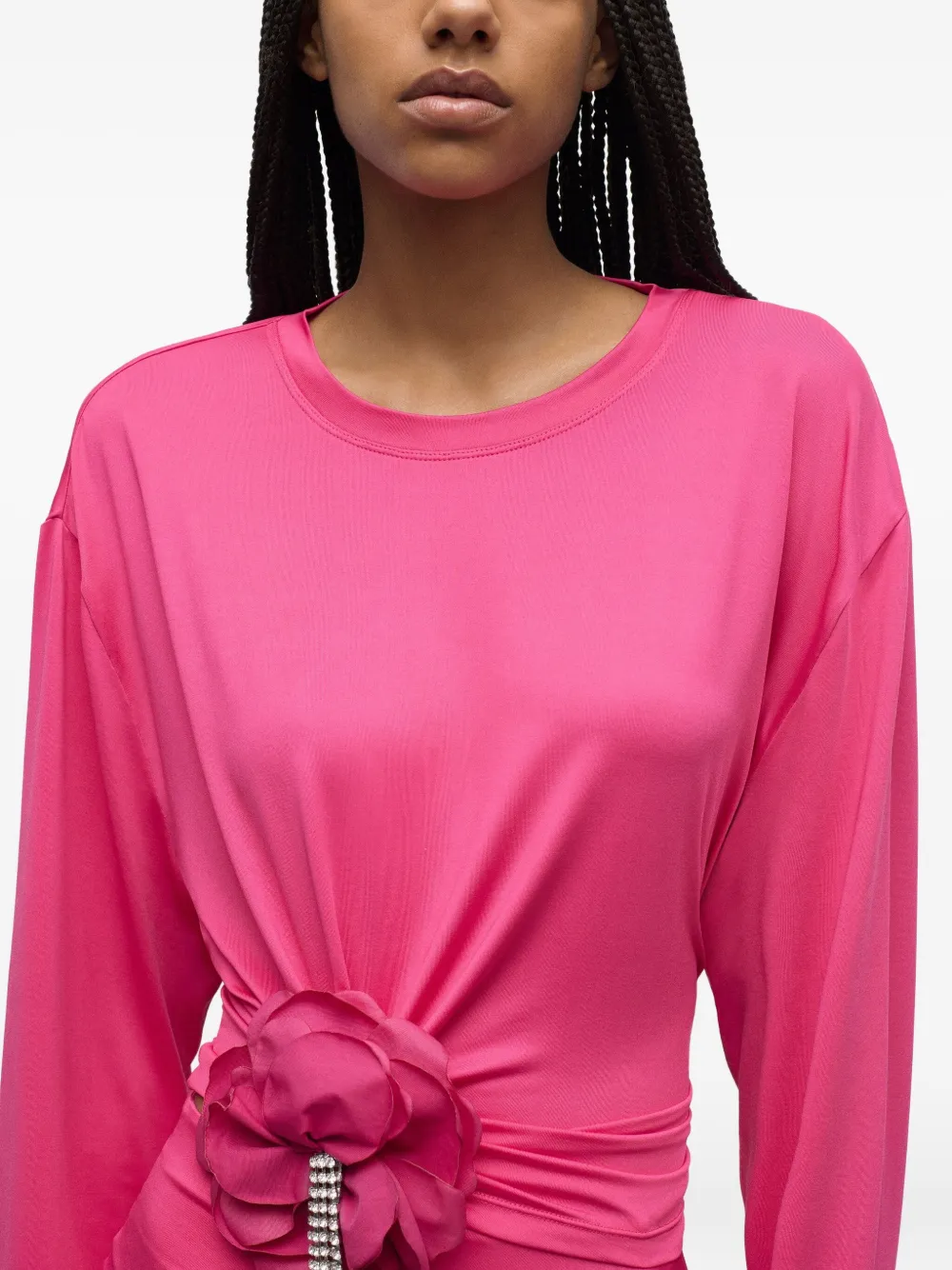 AREA crystal-flower draped top Roze