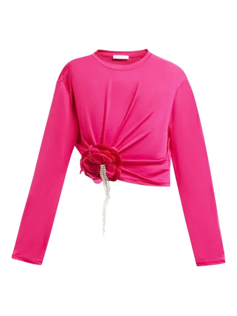 AREA crystal-flower draped top