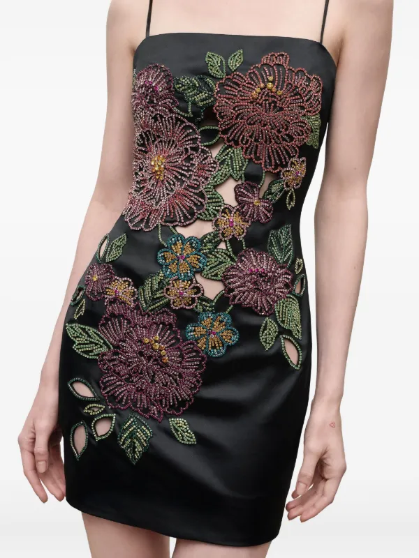 embroidered sheath mini dress Ava Presley 47142 - Short Sheath Dress - Strapless, Sequin and Beaded Embellishments, V-Open Back, Bodycon Fit 14 / Black*