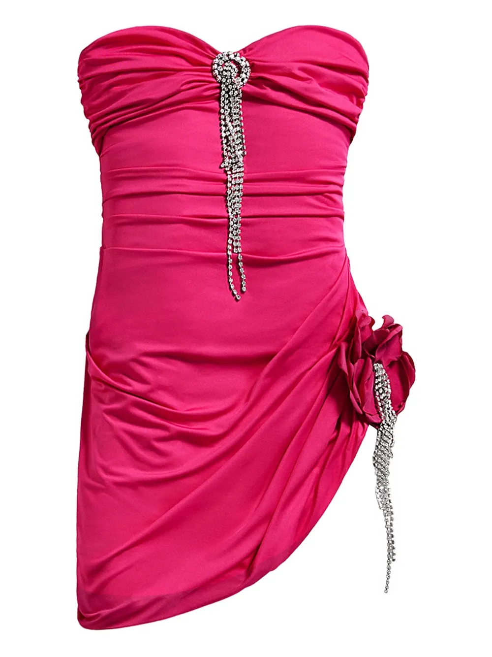 AREA crystal-embellished draped mini dress Roze