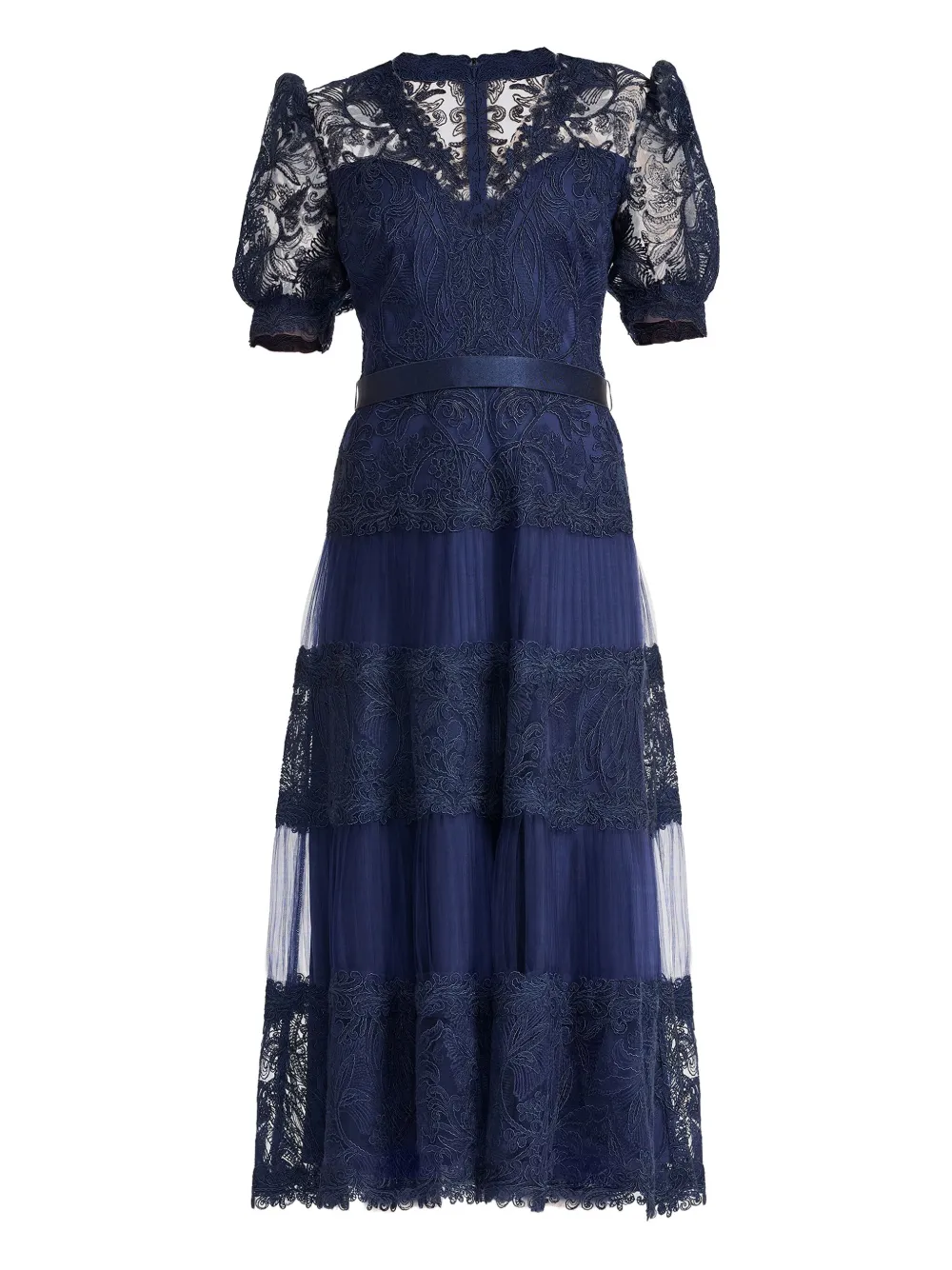 Tadashi Shoji embroidered pleated midi dress | Blue | Image 1