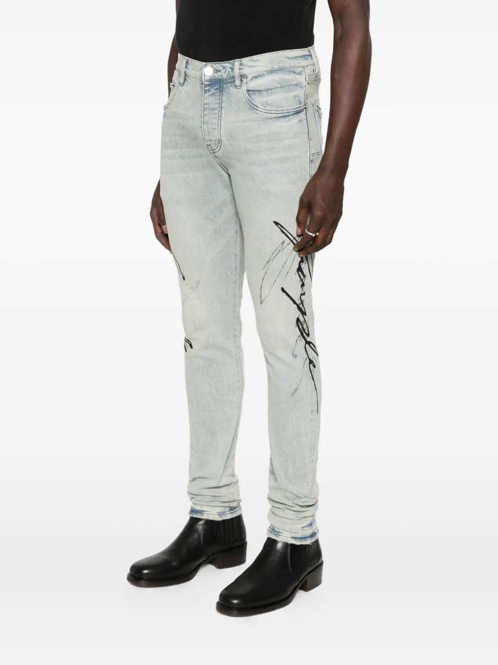 Purple Brand Jeans met knoopsluiting Blauw