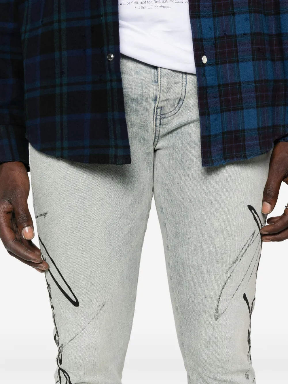 Purple Brand Jeans met knoopsluiting Blauw