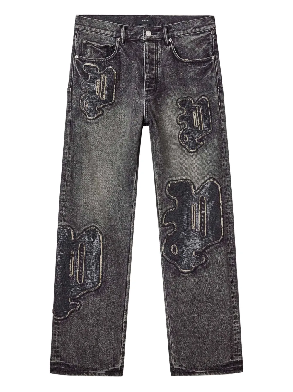 Purple Brand P011 sequin-embellished logo jeans | Black | Image 1