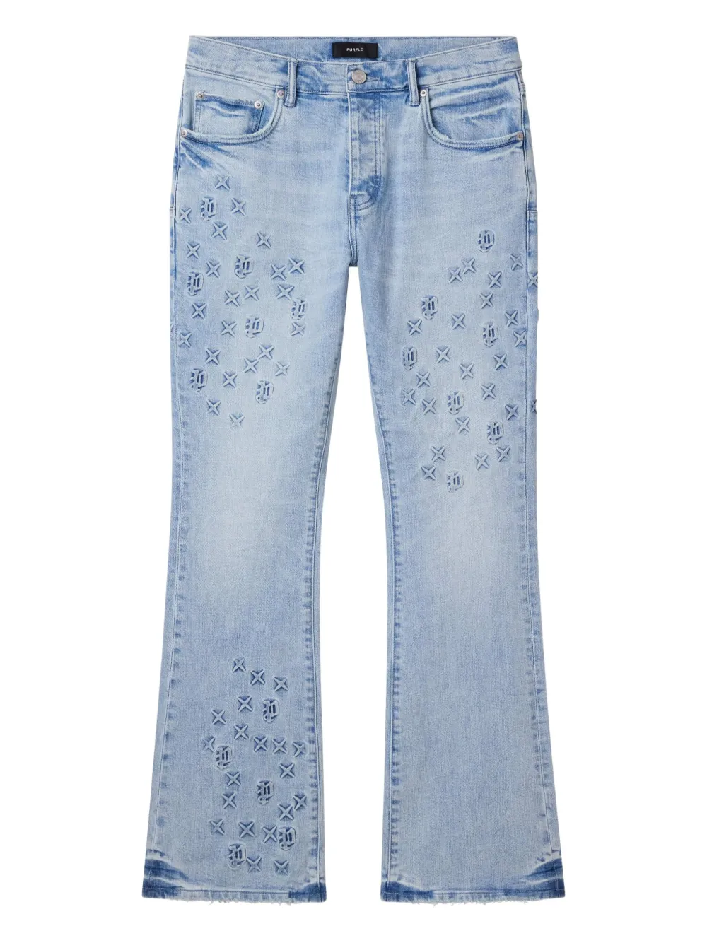 Purple Brand monogram-embossed flared jeans | Blue | Image 1