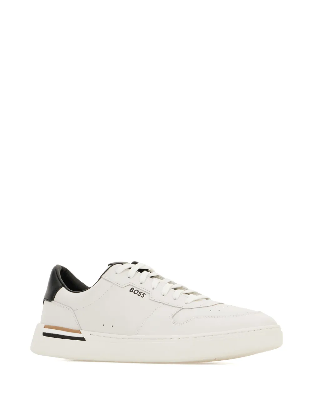 Hugo Boss Leather Trainers With Signature-stripe Details In White