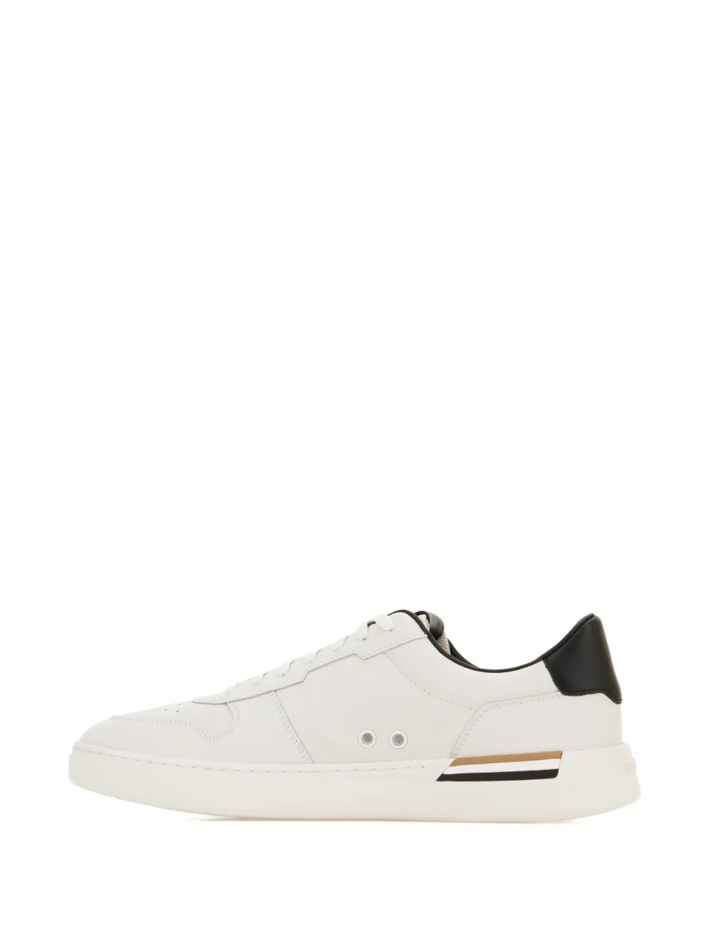 Hugo Boss Leather Trainers With Signature-stripe Details In White