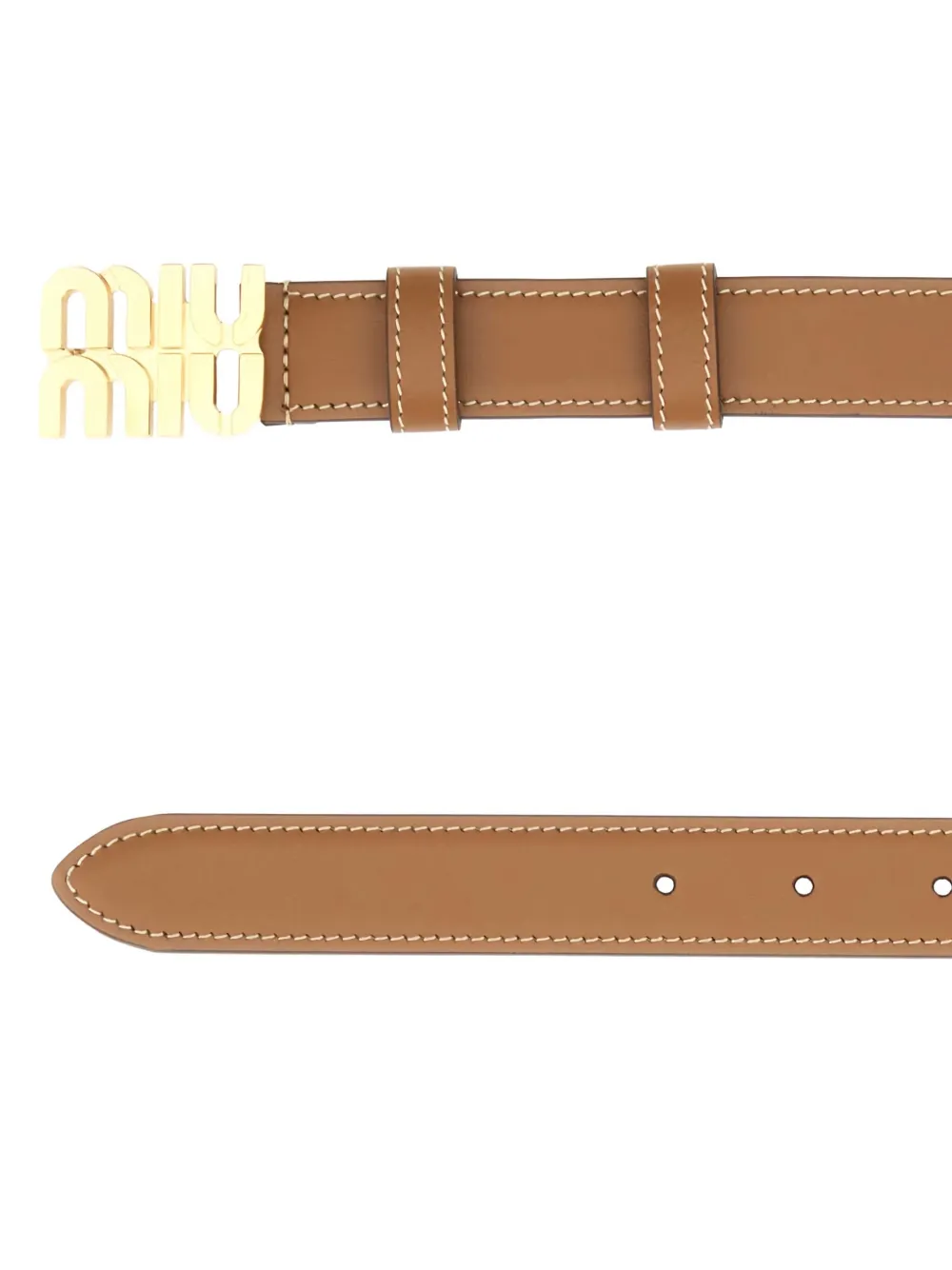 Miu logo-plaque leather belt Bruin