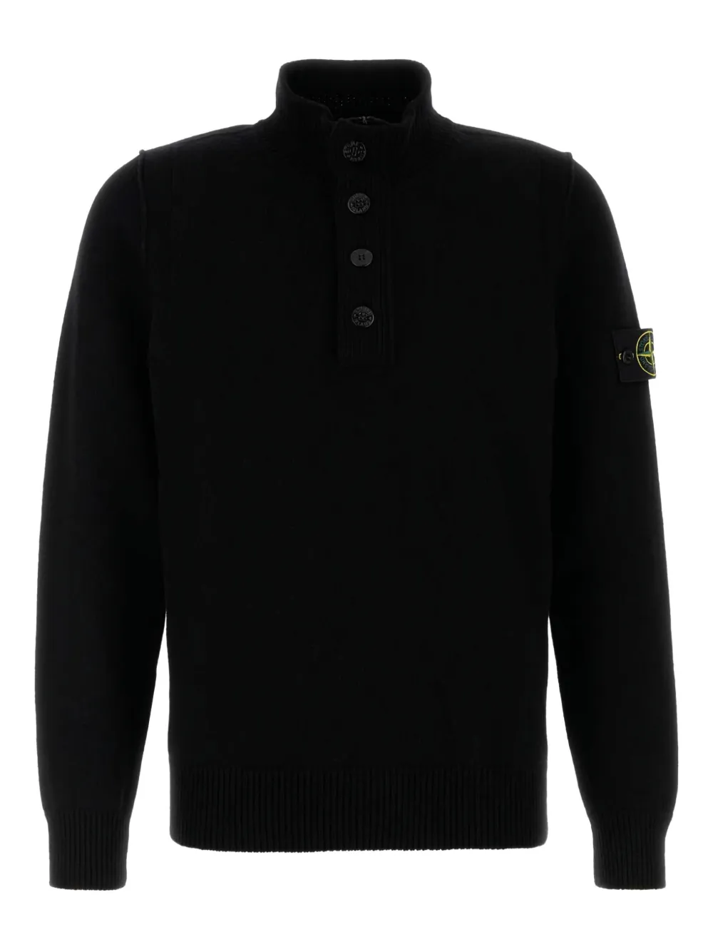 Stone Island half-button standing-collar sweater Zwart
