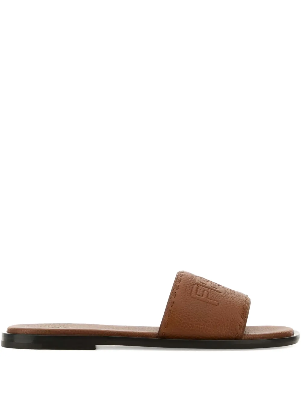 FENDI logo-embossed leather sandals F0QB3|CUOIO