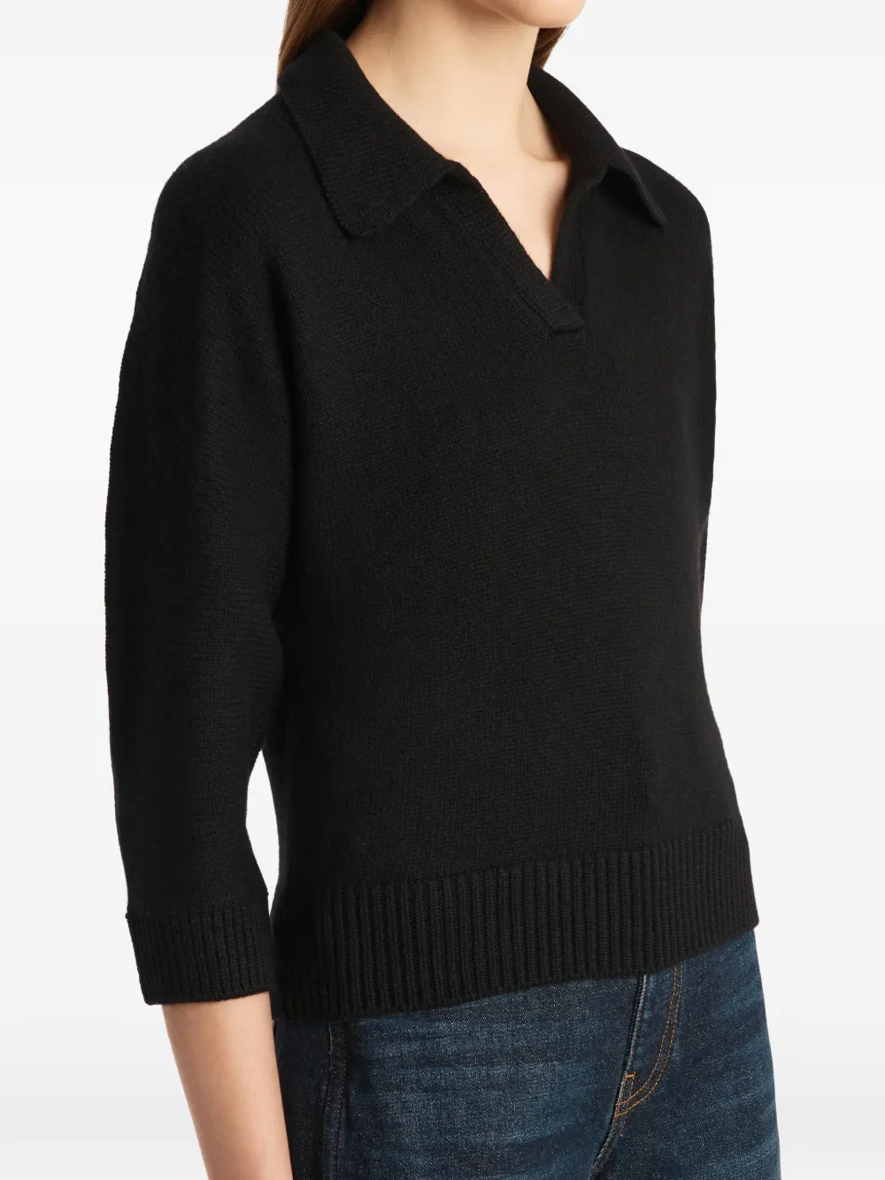 KHAITE Kasjmier poloshirt Zwart